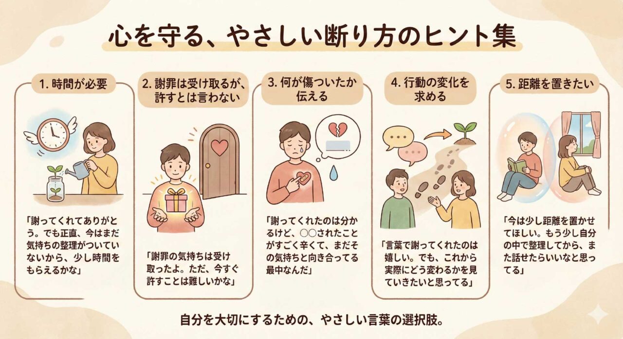 心を守る、優しい断り方のヒント集をわかりやすく、図解にした画像