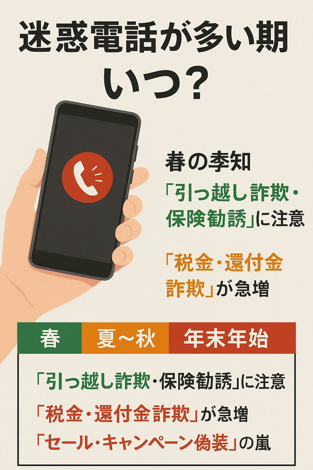 迷惑電話が多い時期はいつ？年間カレンダーでチェック